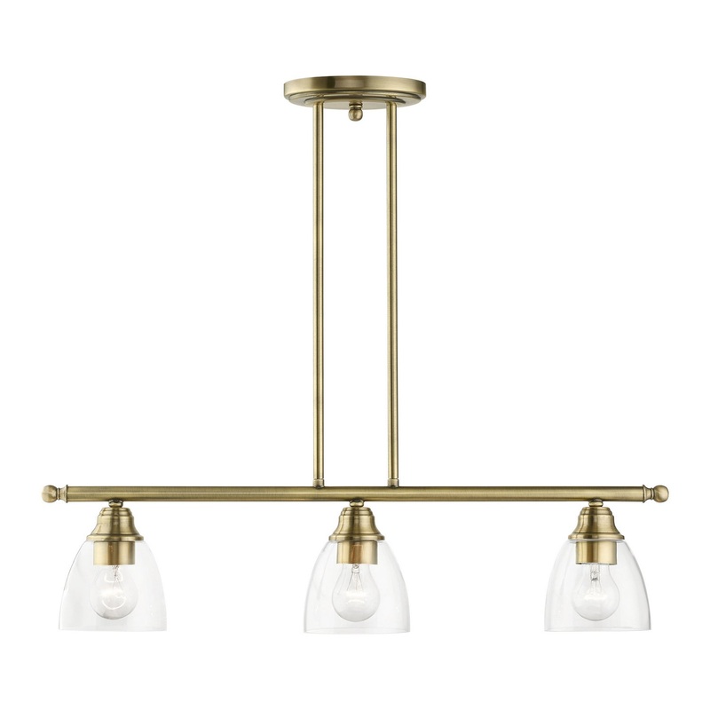 Montgomery Three Light Linear Chandelier in Antique Brass