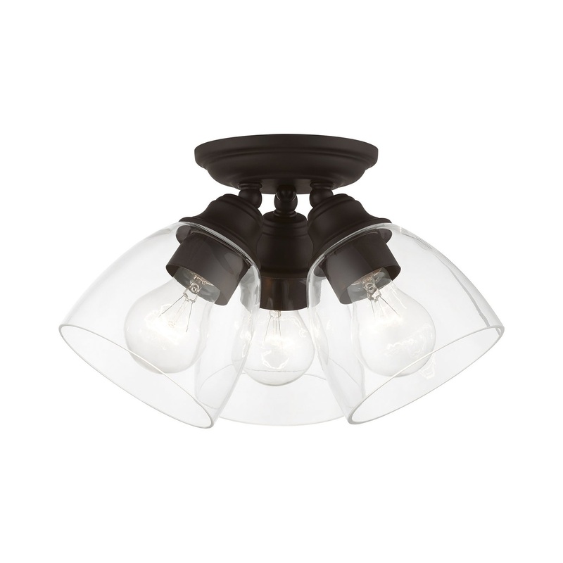 Montgomery Three Light Semi-Flush Mount in Bronze