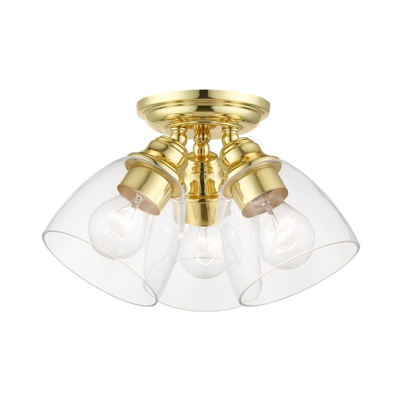 Montgomery Three Light Semi-Flush Mount in Polished Brass