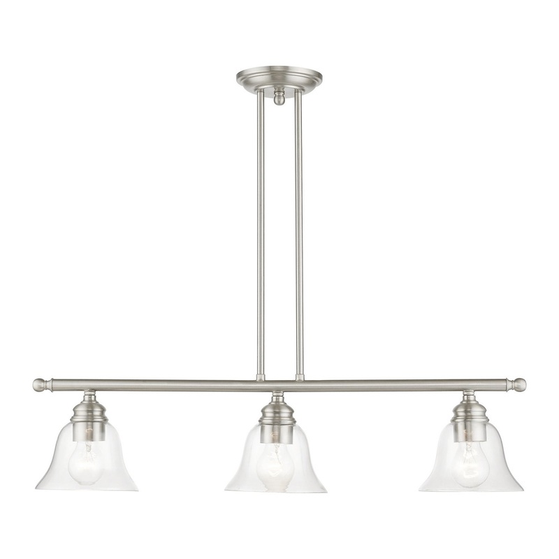 Moreland Three Light Linear Chandelier in Brushed Nickel