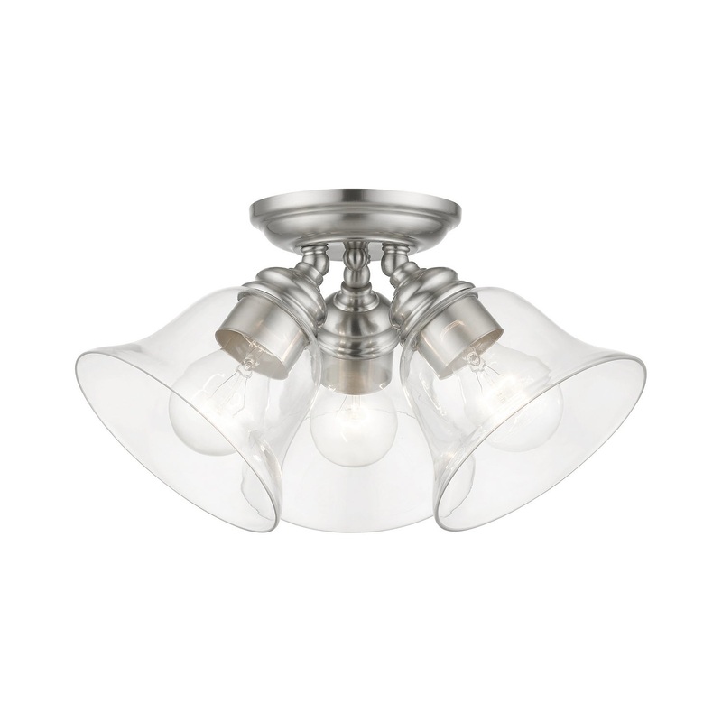 Moreland Three Light Semi-Flush Mount in Brushed Nickel