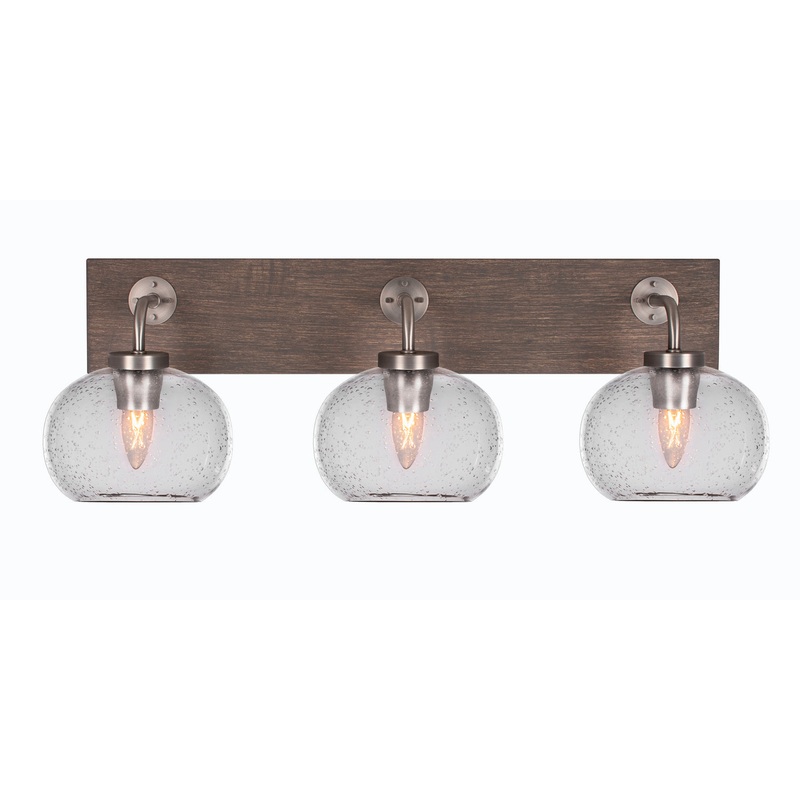 Oxbridge Three Light Bathroom Lighting in Graphite & Painted Distressed Wood-look