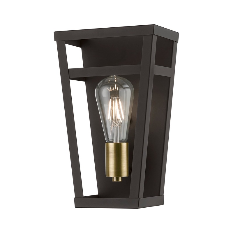 Schofield One Light Wall Sconce in Bronze with Antique Brass