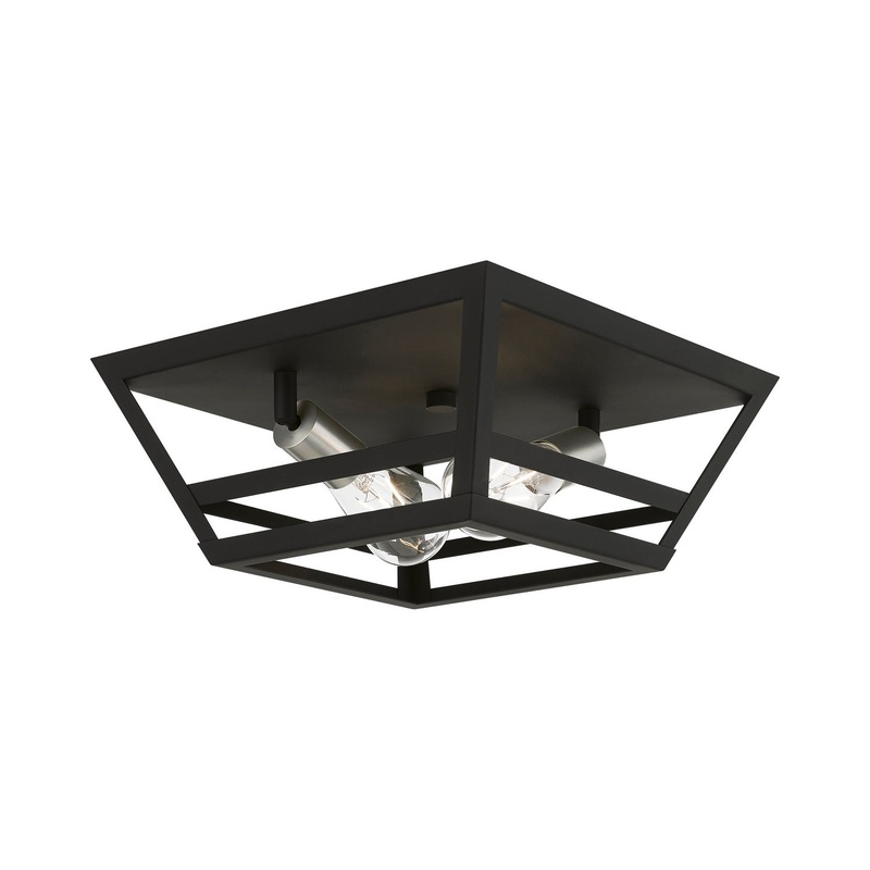 Schofield Two Light Flush Mount in Black with Brushed Nickel