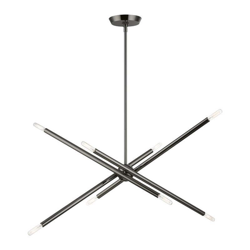 Soho Eight Light Linear Chandelier in Black Chrome