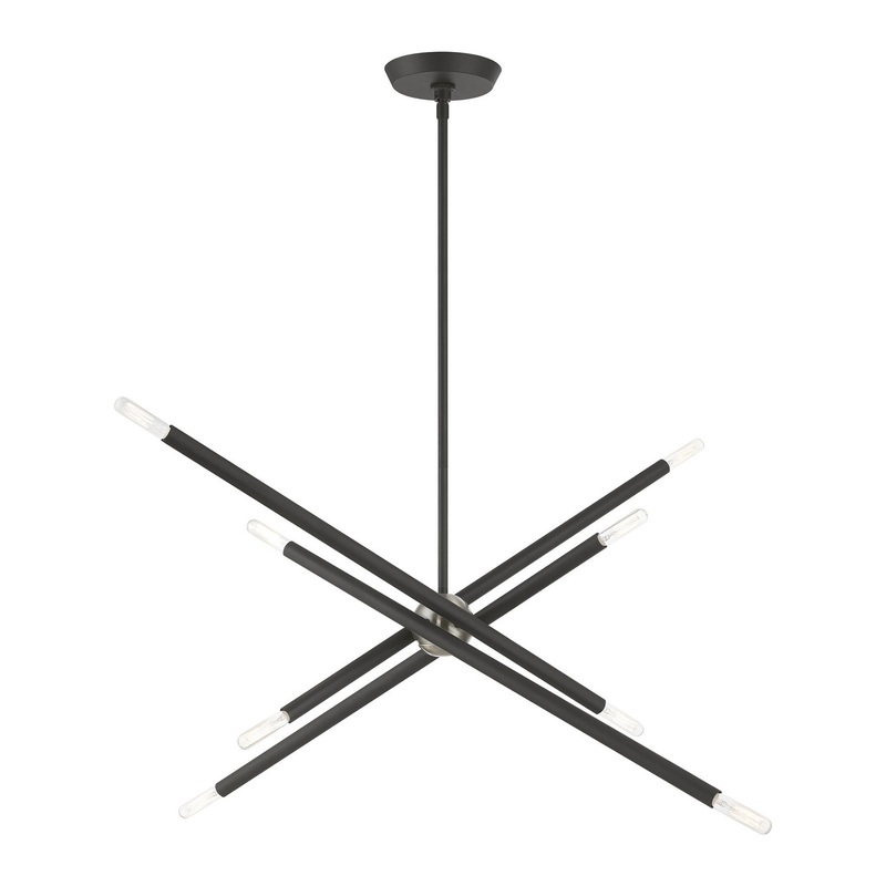 Soho Eight Light Linear Chandelier in Scandinavian Gray