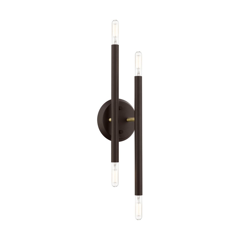 Soho Four Light Wall Sconce in Bronze with Antique Brass