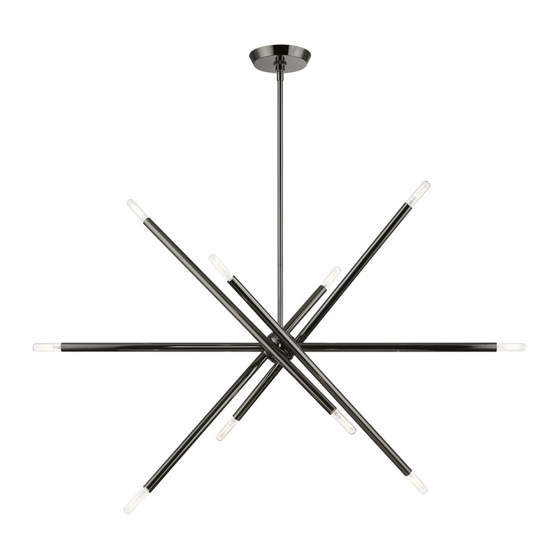 Soho Ten Light Linear Chandelier in Black Chrome