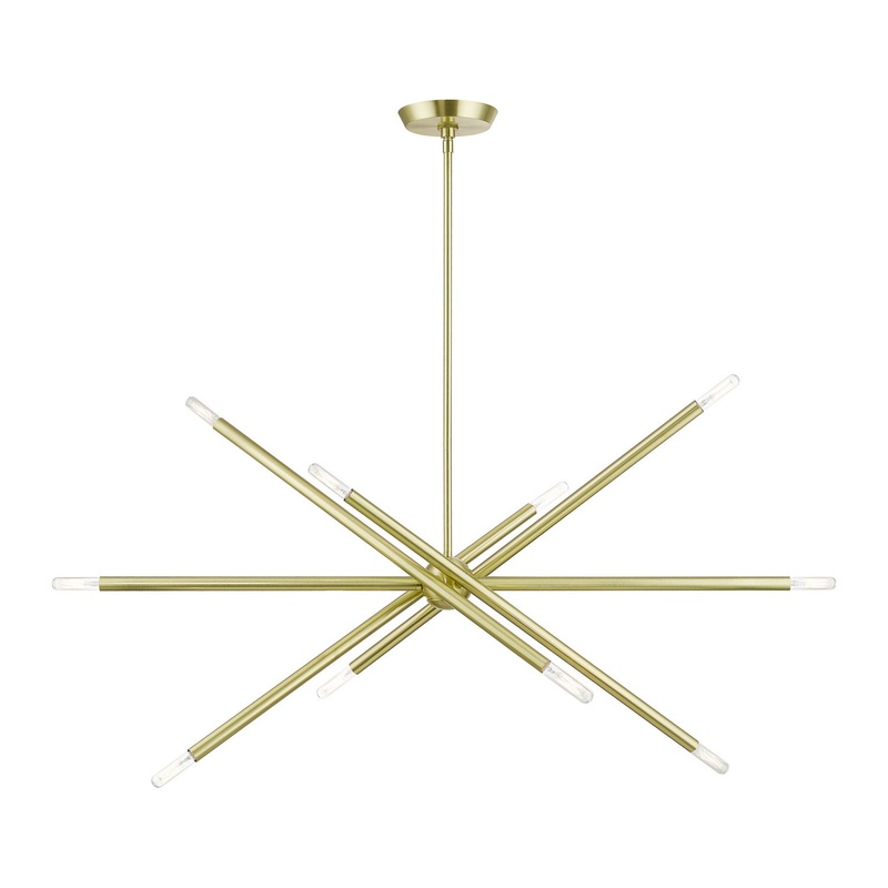 Soho Ten Light Linear Chandelier in Satin Brass