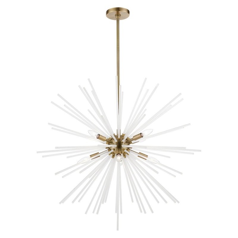 Uptown Eight Light Foyer Chandelier in Antique Brass