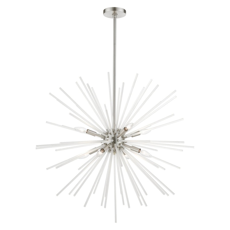 Uptown Eight Light Foyer Chandelier in Brushed Nickel