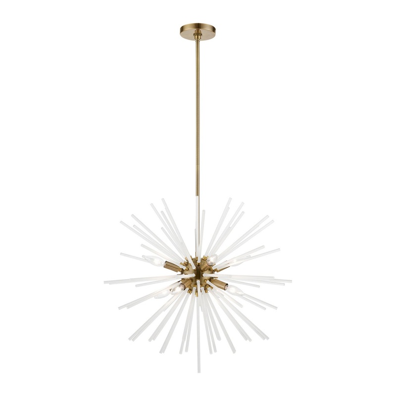 Uptown Eight Light Pendant Chandelier in Antique Brass