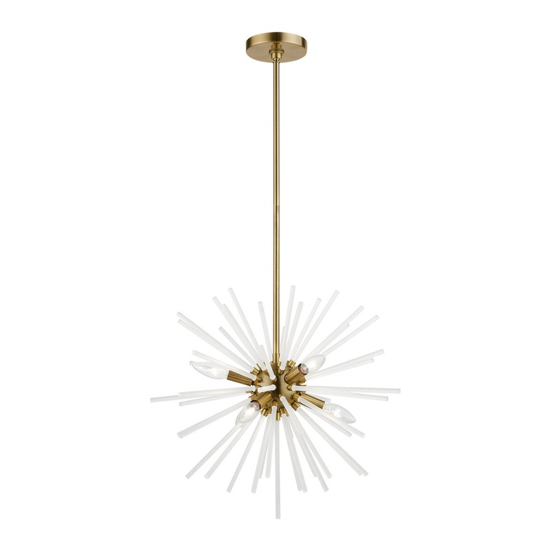 Uptown Six Light Pendant Chandelier in Antique Brass