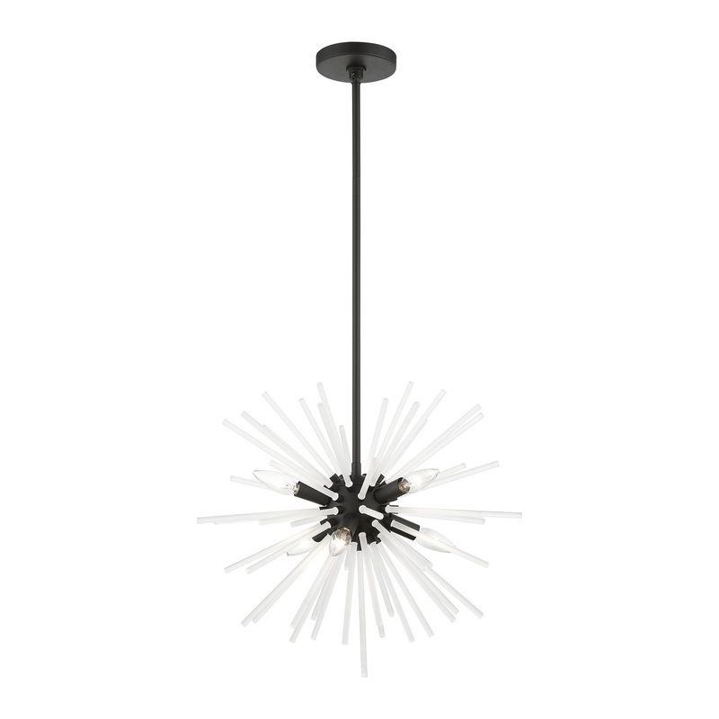 Uptown Six Light Pendant Chandelier in Black