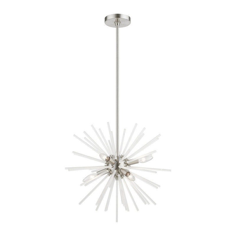 Uptown Six Light Pendant Chandelier in Brushed Nickel