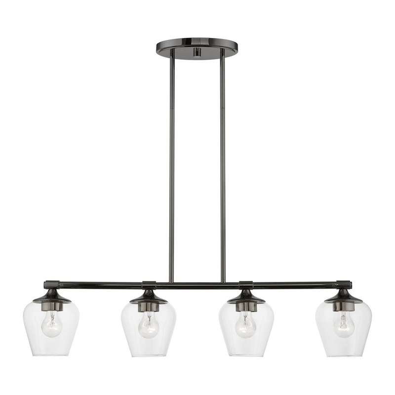 Willow Four Light Linear Chandelier in Black Chrome