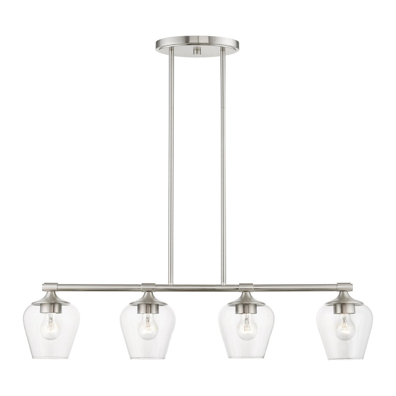 Willow Four Light Linear Chandelier in Brushed Nickel