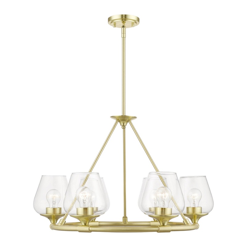 Willow Six Light Chandelier in Satin Brass