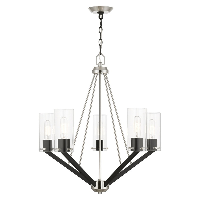 Beckett Five Light Chandelier in Brushed Nickel & Black