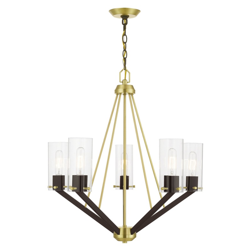 Beckett Five Light Chandelier in Satin Brass & Bronze