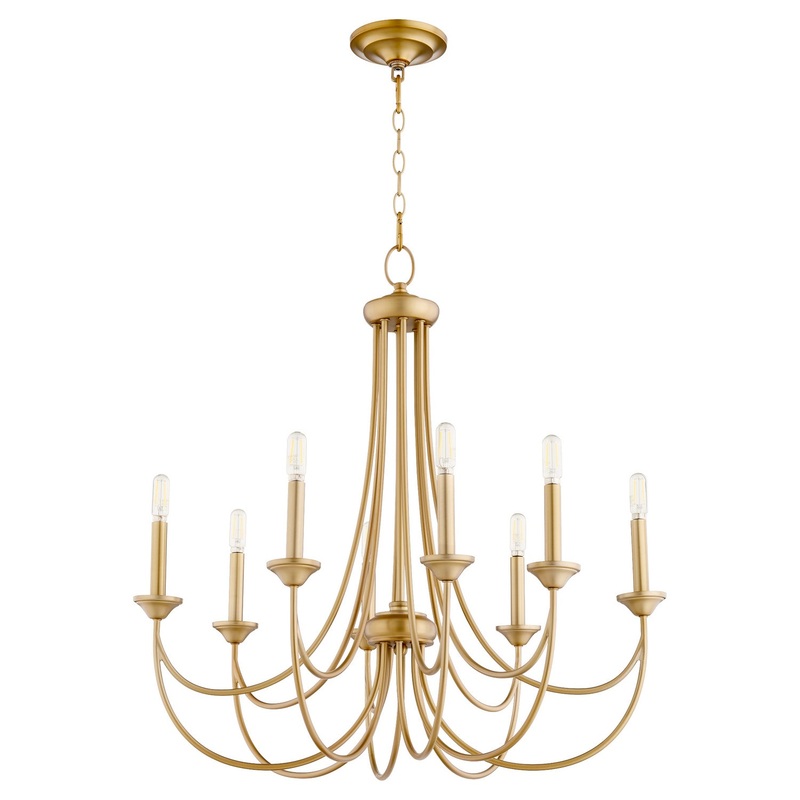 Brooks Eight Light Chandelier in Aged Brass