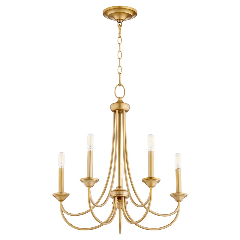 Brooks Five Light Chandelier in Aged Brass