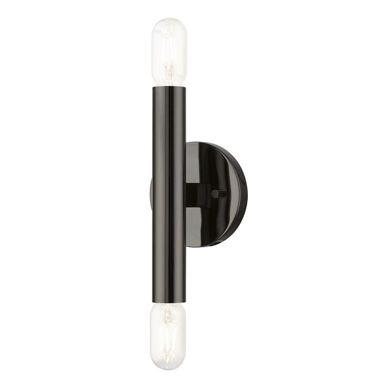 Copenhagen Two Light Wall Sconce in Black Chrome