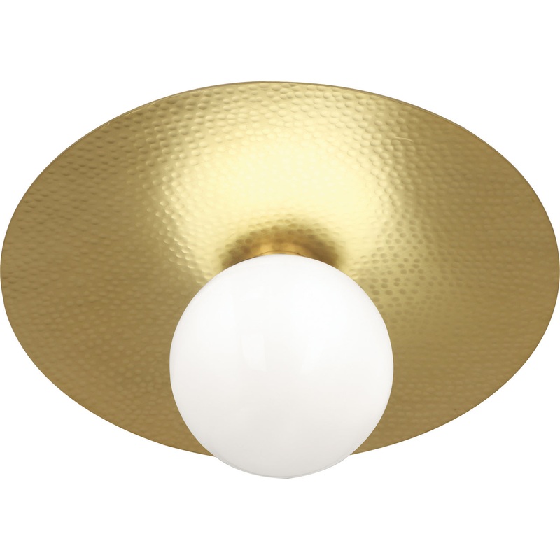 Dal LED Flushmount in Modern Brass w/White Glass Shade