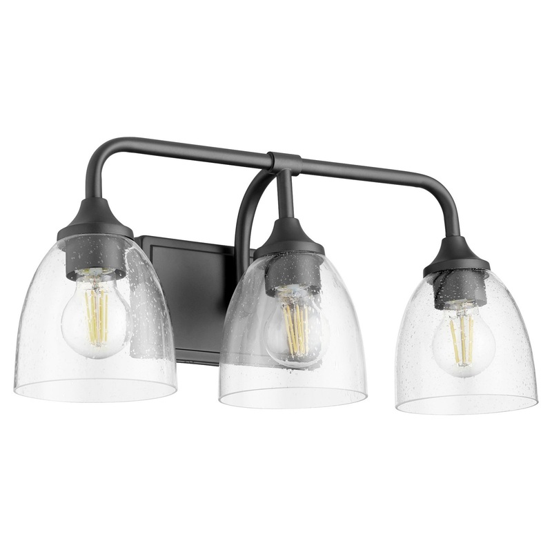Enclave Three Light Vanity in Matte Black w/ Clear/Seeded