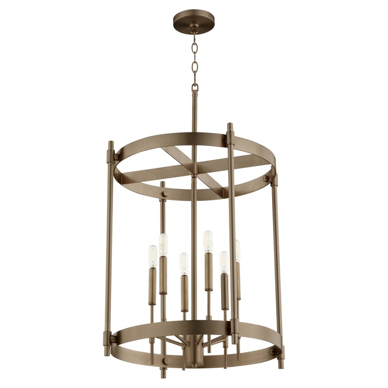 Hamilton Six Light Entry in Dark Brass