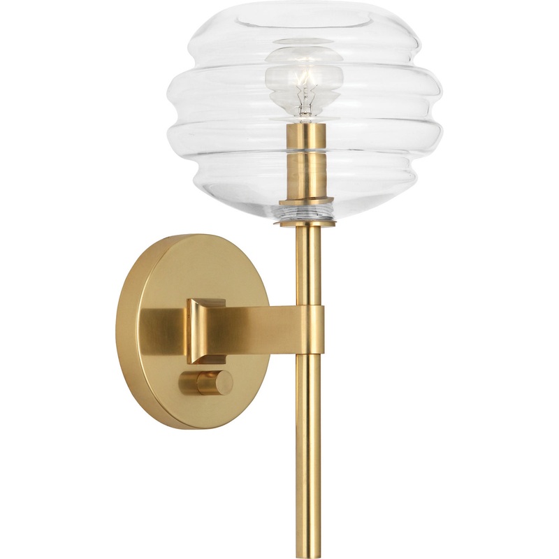 Horizon One Light Wall Sconce in Modern Brass w/ Clear Glass