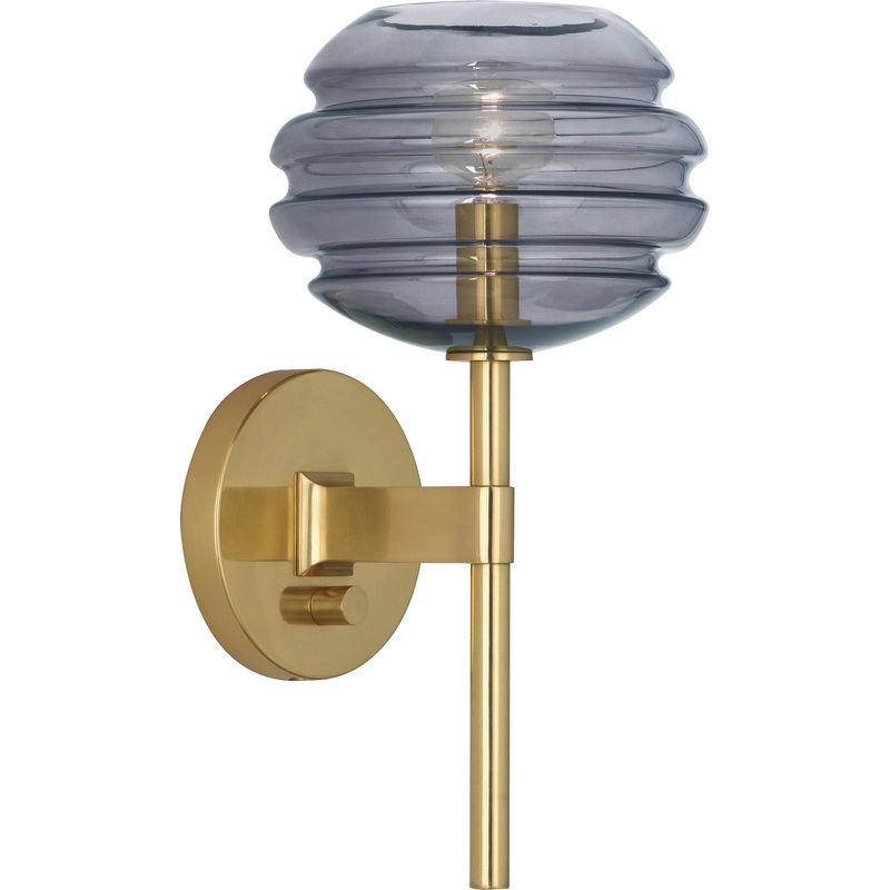 Horizon One Light Wall Sconce in Modern Brass w/ Smoke Gray Glass