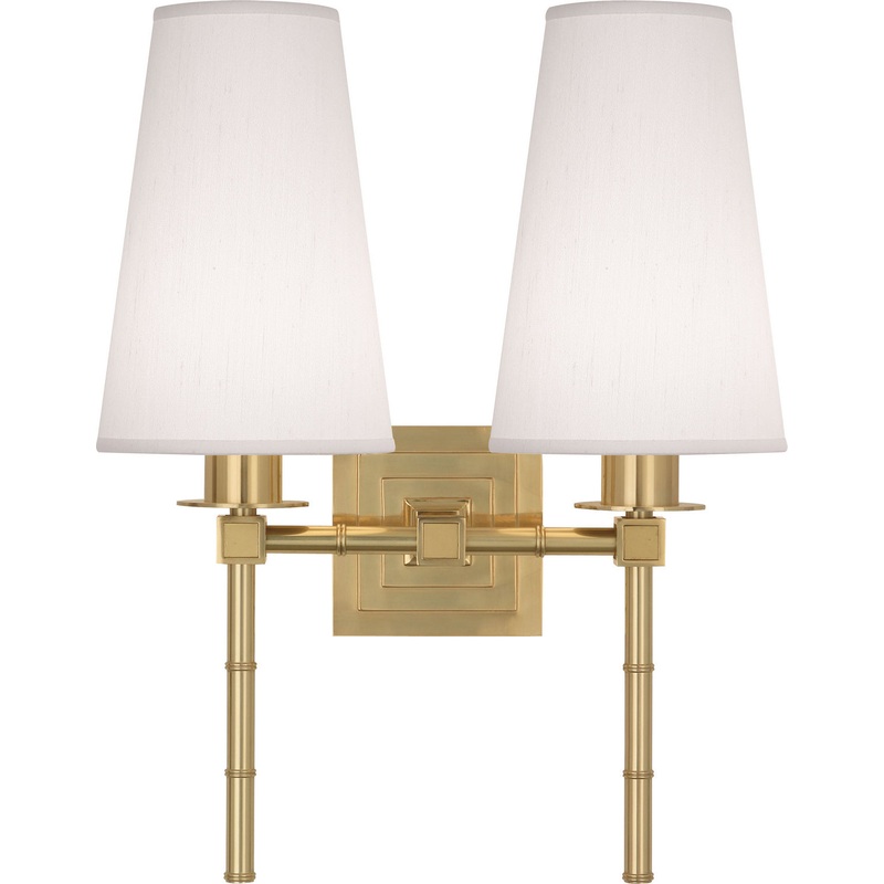 Jonathan Adler Meurice Two Light Wall Sconce in Modern Brass