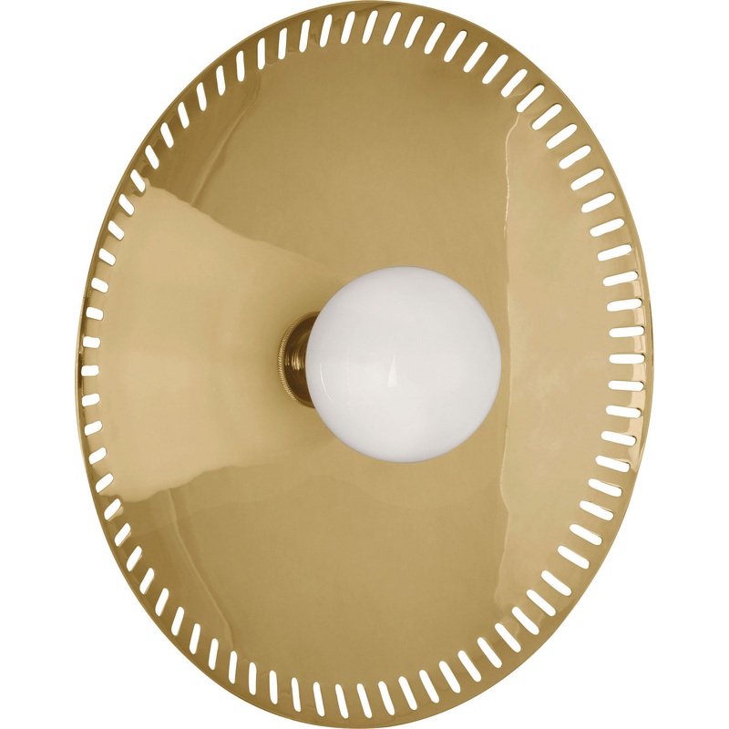 Jonathan Adler Rio LED Wall Sconce in Modern Brass w/White Glass Shades
