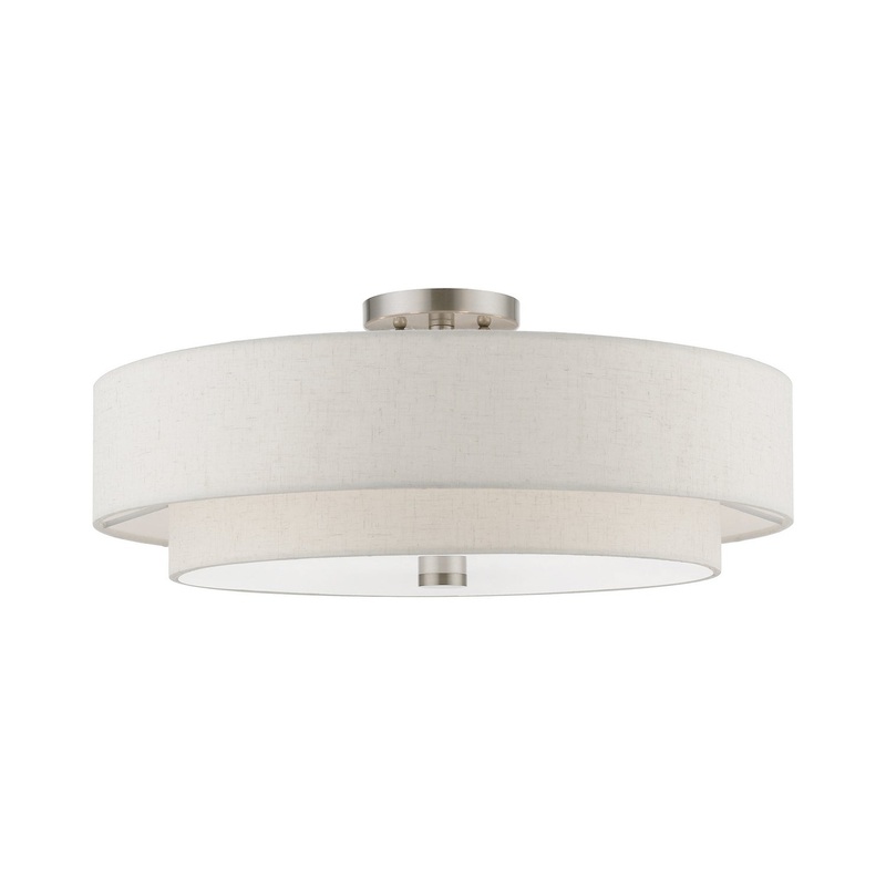 Meridian Five Light Semi-Flush Mount in Brushed Nickel