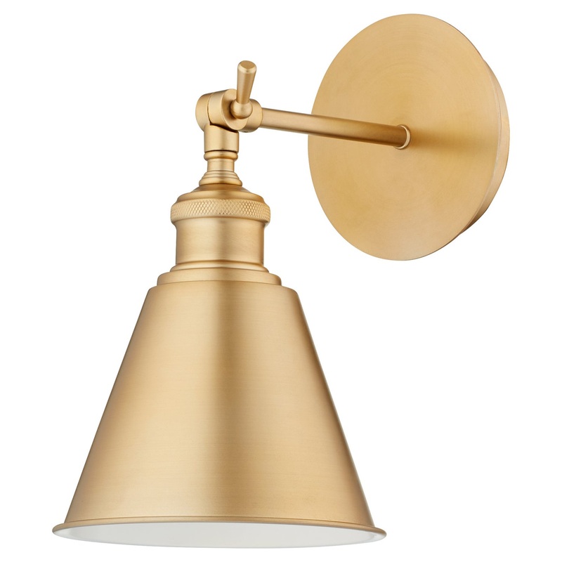 Metal Cone Lighting One Light Wall Mount in Aged Brass