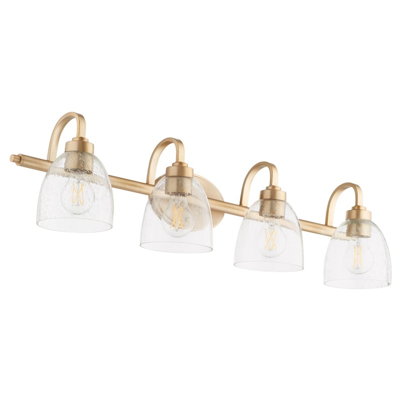 Reyes Four Light Vanity in Aged Brass