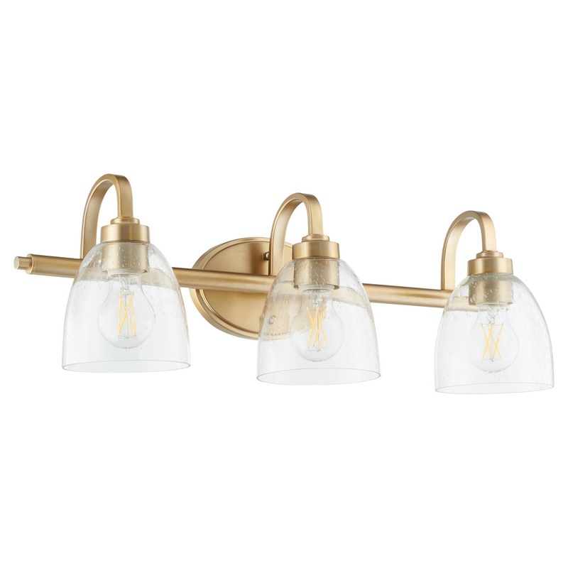 Reyes Three Light Vanity in Aged Brass