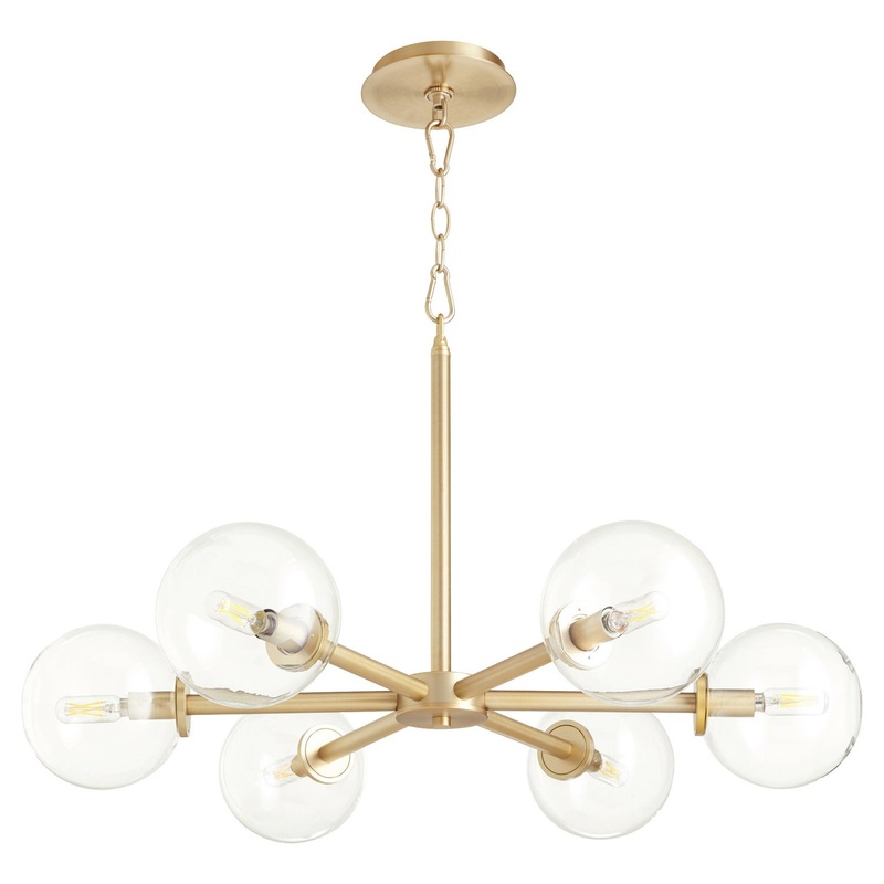 Rovi Six Light Chandelier in Aged Brass