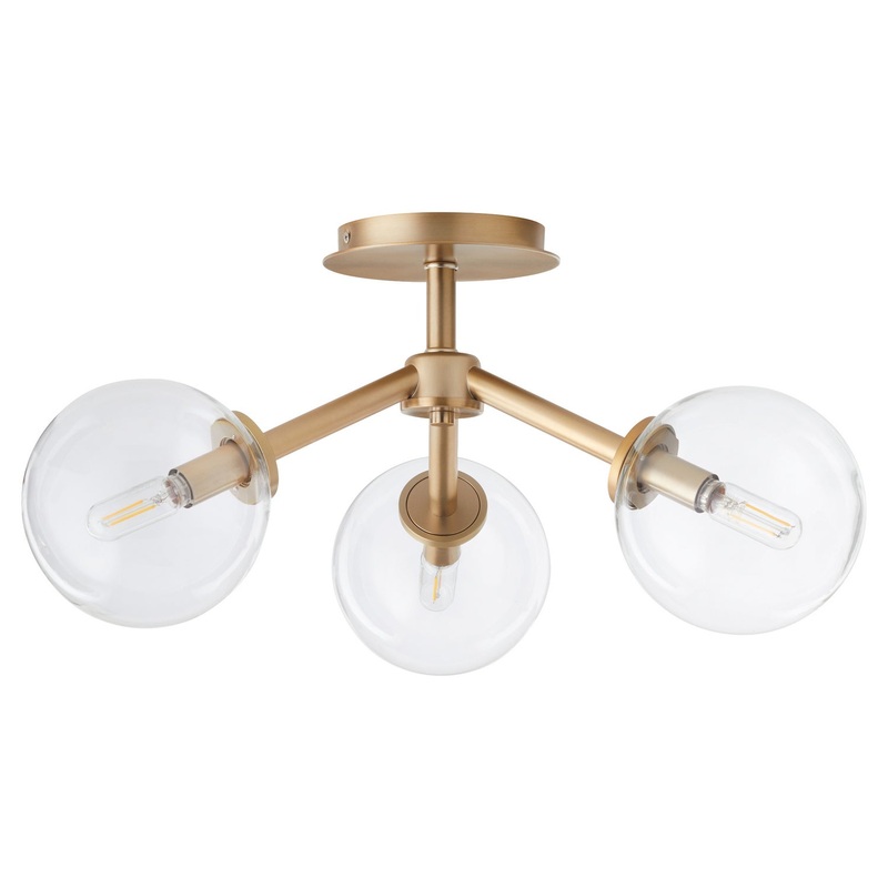 Rovi Three Light Ceiling Mount in Aged Brass