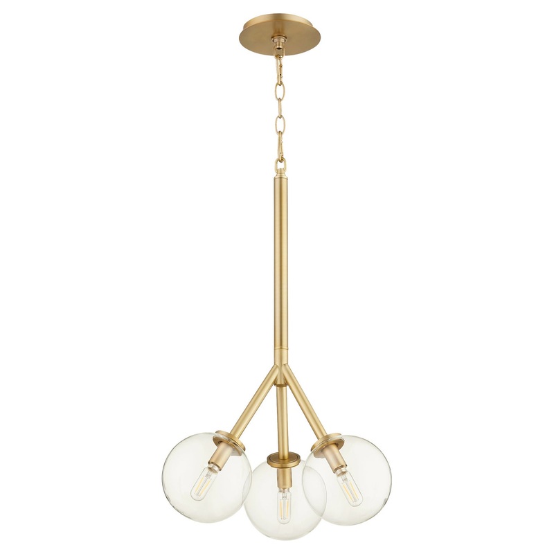 Rovi Three Light Pendant in Aged Brass
