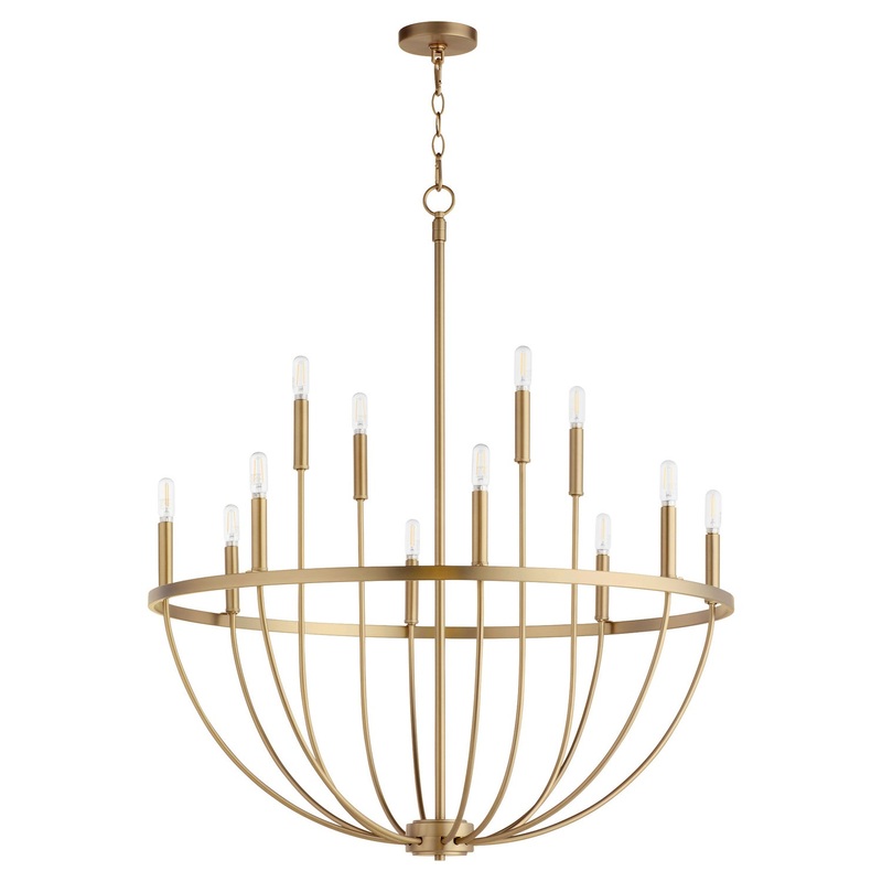 Tribute 12 Light Chandelier in Aged Brass