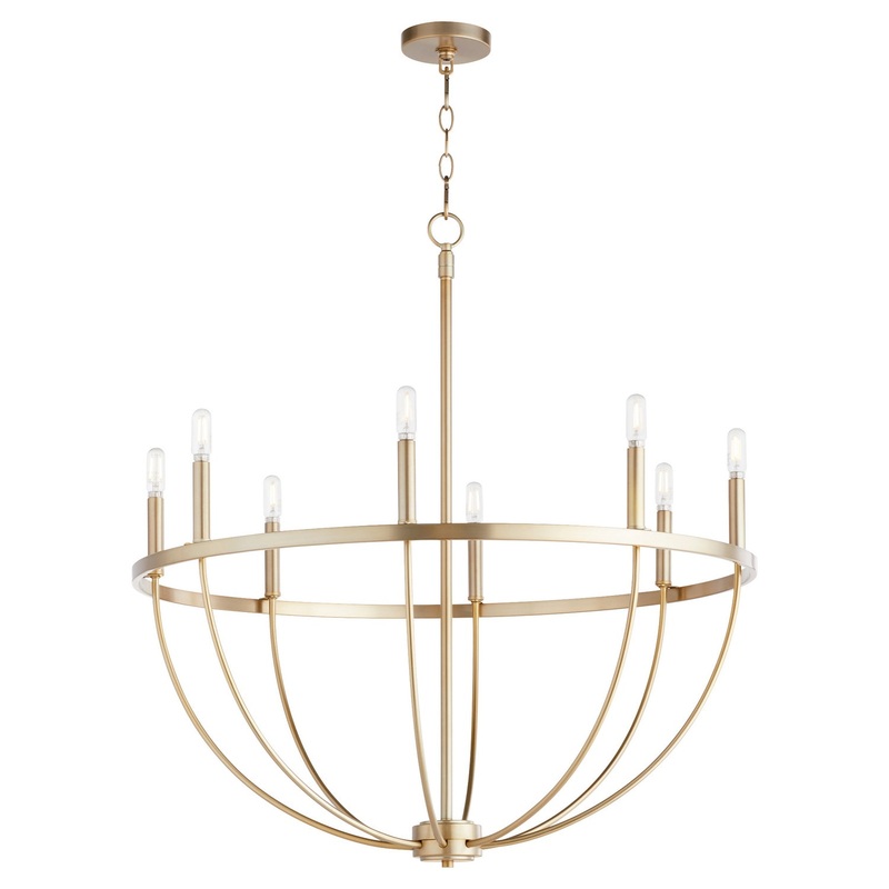 Tribute Eight Light Chandelier in Aged Brass