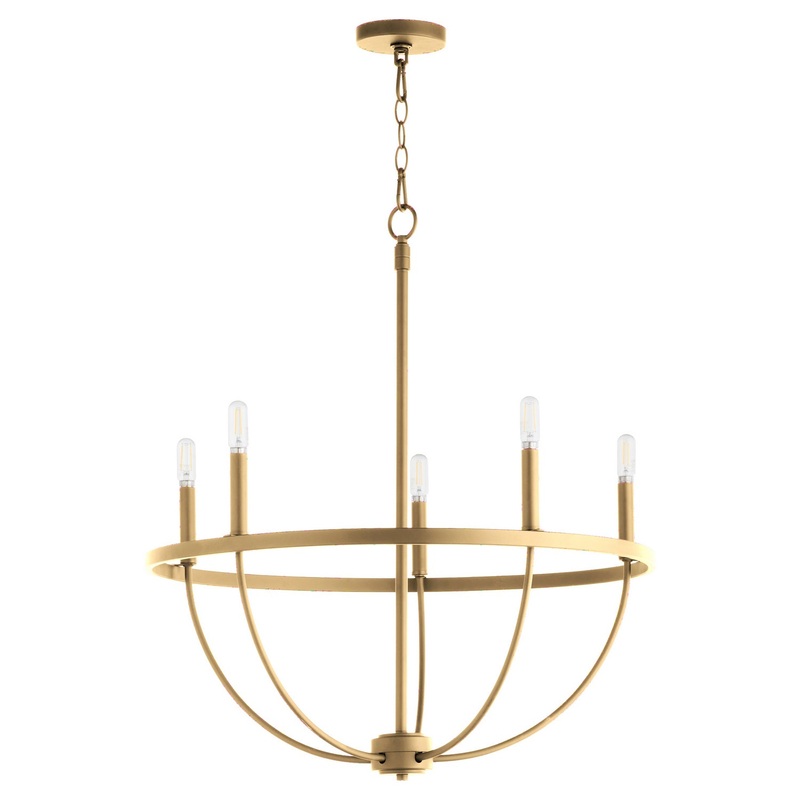 Tribute Five Light Chandelier in Aged Brass