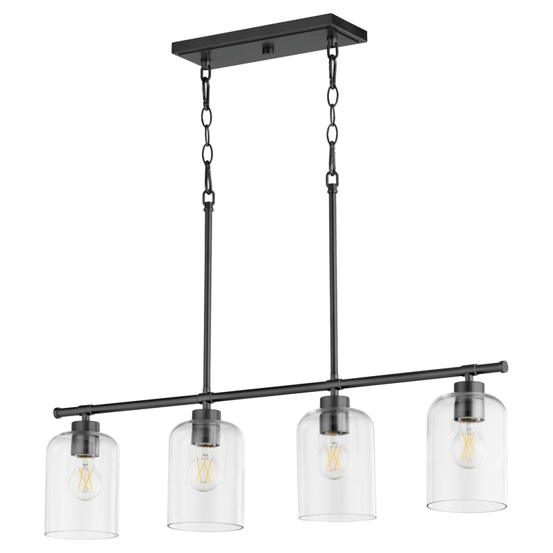 Tribute Four Light Linear Chandelier in Matte Black