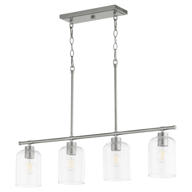 Tribute Four Light Linear Chandelier in Satin Nickel
