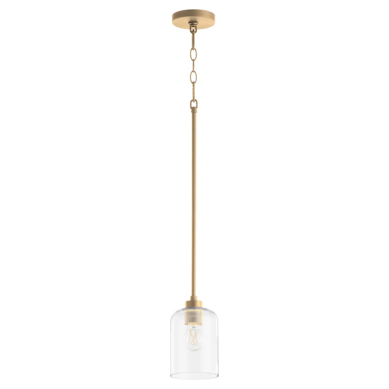 Tribute One Light Pendant in Aged Brass