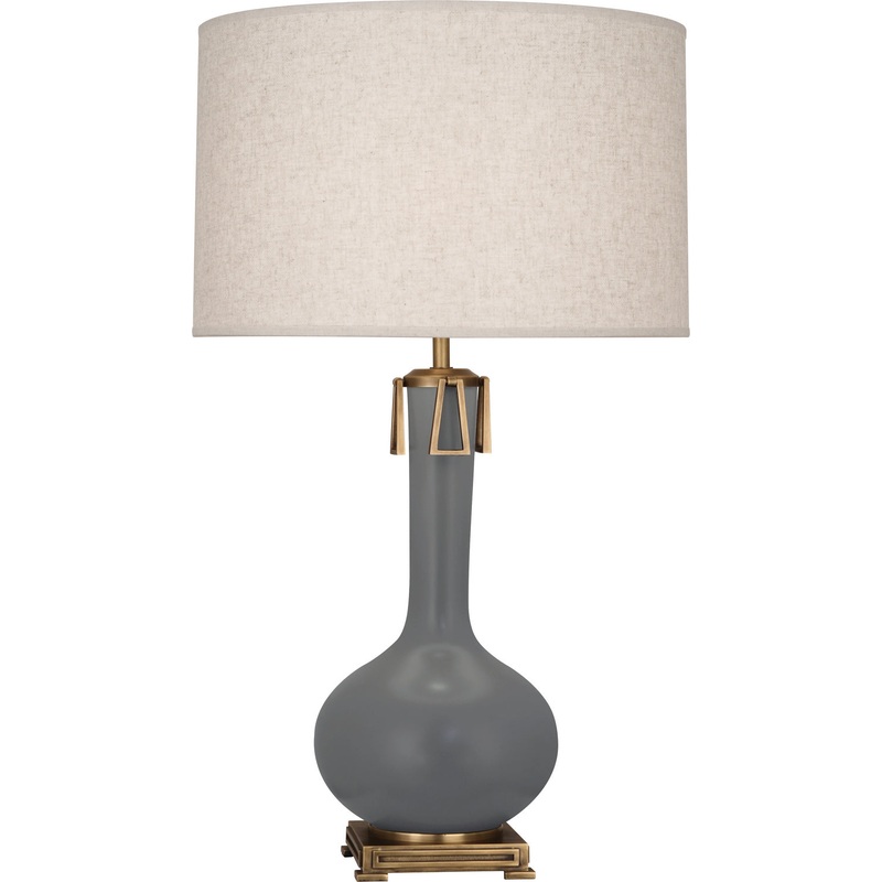 Athena One Light Table Lamp in Matte Ash Glazed w/Aged Brass