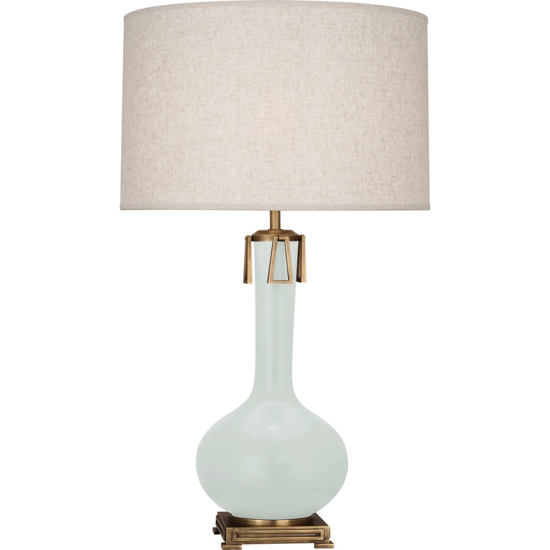 Athena One Light Table Lamp in Matte Celadon Glazed w/Aged Brass