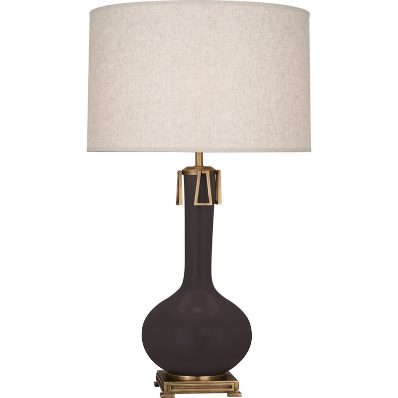 Athena One Light Table Lamp in Matte Coffee Glazed w/Aged Brass